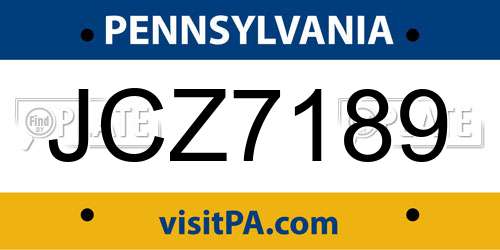 JCZ7189 Pennsylvania License Plate
