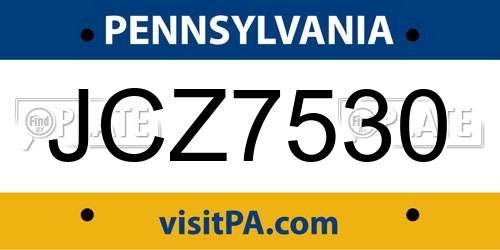 JCZ7530 Pennsylvania License Plate