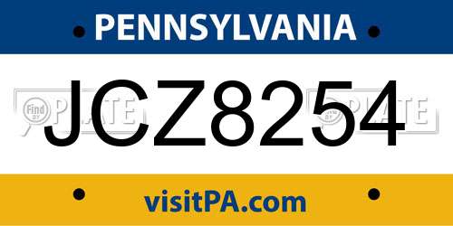 JCZ8254 Pennsylvania License Plate
