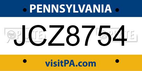 JCZ8754 Pennsylvania License Plate