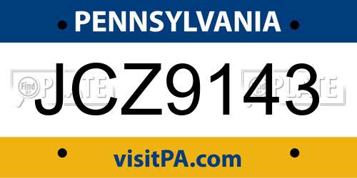 JCZ9143 Pennsylvania License Plate