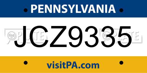 JCZ9335 Pennsylvania License Plate