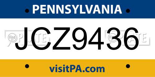 JCZ9436 Pennsylvania License Plate