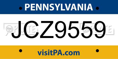 JCZ9559 Pennsylvania License Plate