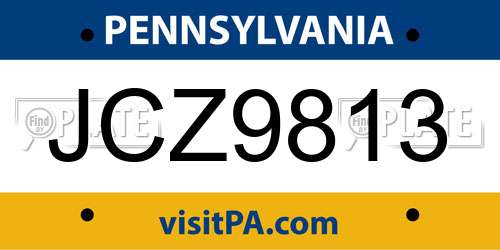 JCZ9813 Pennsylvania License Plate