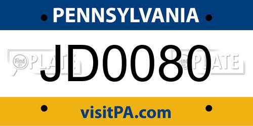 JD0080 Pennsylvania License Plate