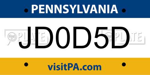JD0D5D Pennsylvania License Plate
