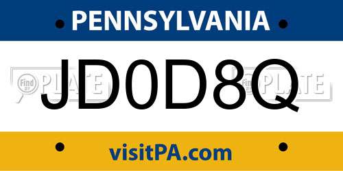 JD0D8Q Pennsylvania License Plate