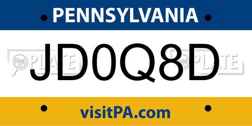 JD0Q8D Pennsylvania License Plate