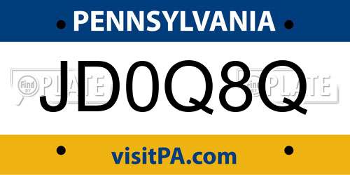 JD0Q8Q Pennsylvania License Plate