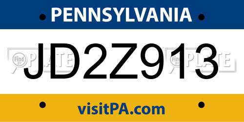 JD2Z913 Pennsylvania License Plate