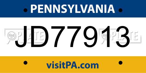 JD77913 Pennsylvania License Plate