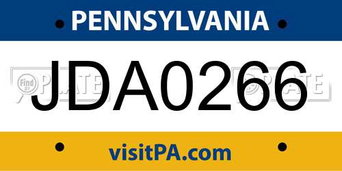 JDA0266 Pennsylvania License Plate