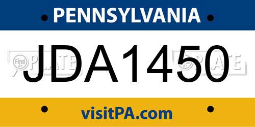 JDA1450 Pennsylvania License Plate
