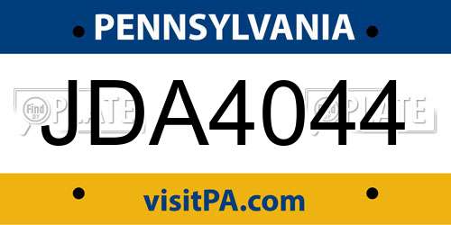JDA4044 Pennsylvania License Plate