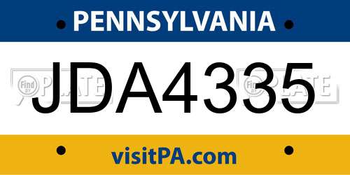 JDA4335 Pennsylvania License Plate