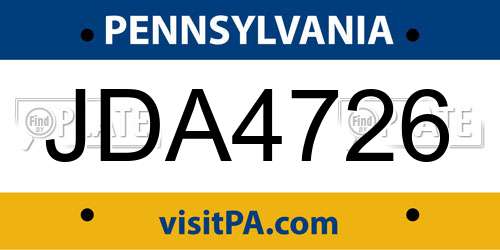 JDA4726 Pennsylvania License Plate