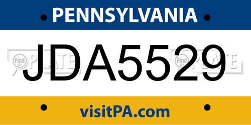 JDA5529 Pennsylvania License Plate