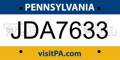 JDA7633 Pennsylvania License Plate
