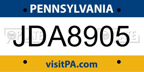JDA8905 Pennsylvania License Plate