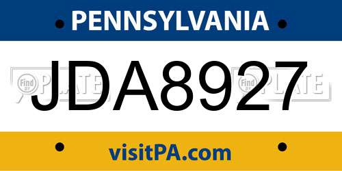JDA8927 Pennsylvania License Plate