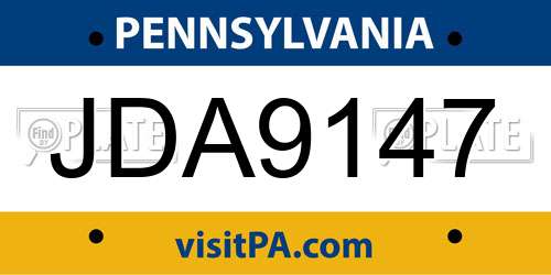 JDA9147 Pennsylvania License Plate