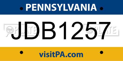 JDB1257 Pennsylvania License Plate