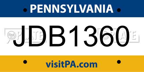 JDB1360 Pennsylvania License Plate
