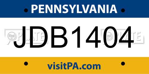 JDB1404 Pennsylvania License Plate