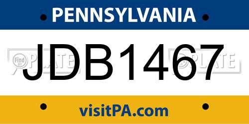 JDB1467 Pennsylvania License Plate
