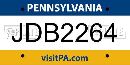 JDB2264 Pennsylvania License Plate
