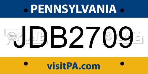 JDB2709 Pennsylvania License Plate