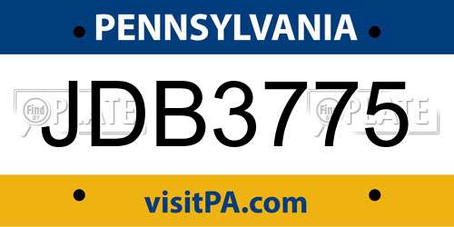 JDB3775 Pennsylvania License Plate