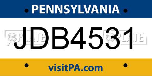 JDB4531 Pennsylvania License Plate