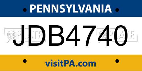 JDB4740 Pennsylvania License Plate