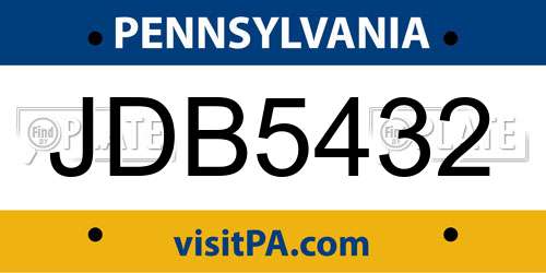 JDB5432 Pennsylvania License Plate