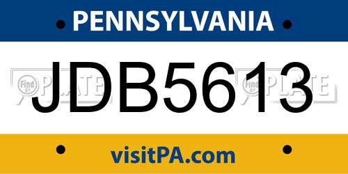 JDB5613 Pennsylvania License Plate