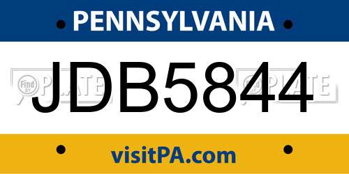JDB5844 Pennsylvania License Plate