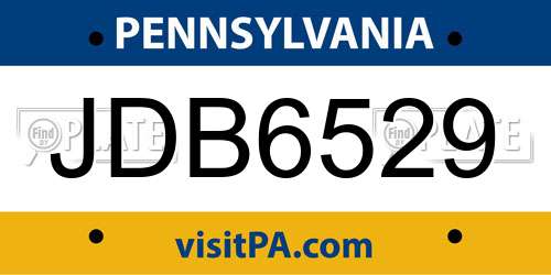 JDB6529 Pennsylvania License Plate