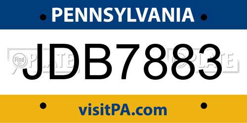 JDB7883 Pennsylvania License Plate