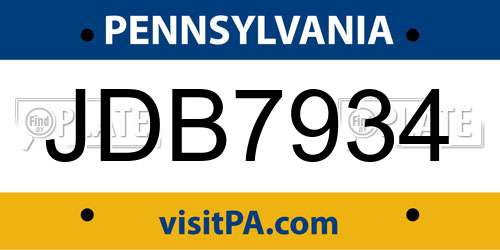 JDB7934 Pennsylvania License Plate