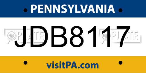 JDB8117 Pennsylvania License Plate