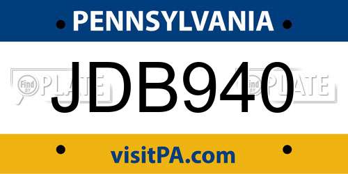 JDB940 Pennsylvania License Plate
