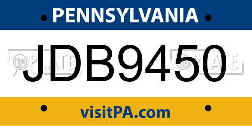 JDB9450 Pennsylvania License Plate