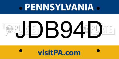 JDB94D Pennsylvania License Plate