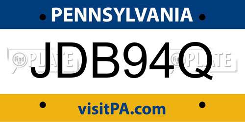 JDB94Q Pennsylvania License Plate