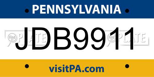 JDB9911 Pennsylvania License Plate