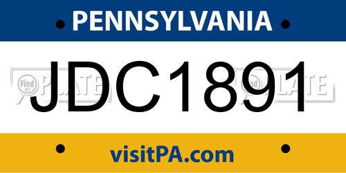 JDC1891 Pennsylvania License Plate
