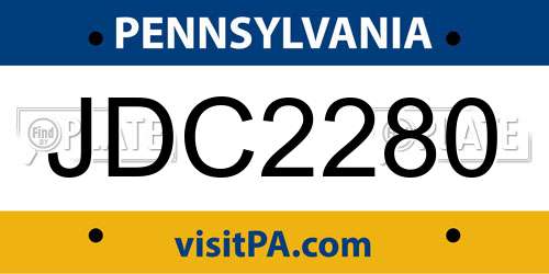 JDC2280 Pennsylvania License Plate