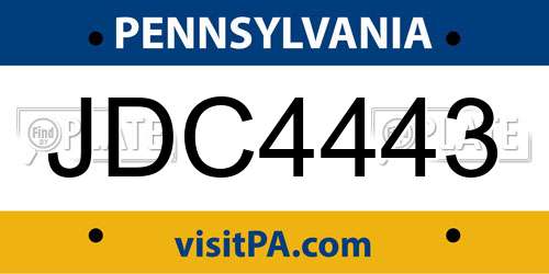 JDC4443 Pennsylvania License Plate